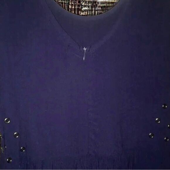 Anthropologie Millau Top Navy Blue/Indigo/Navy Peplum Side Grommets Tank Size M - Picture 13 of 16